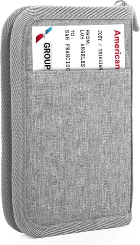 Vista 14 de Cartera de pasaporte para la familia con RFID, organizador de documentos de viaje, impermeable para mujeres, billetera de pasaporte portátil