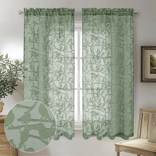 Vista 30 de OVZME Anji Clip Voile Sheer Tiers RD 2X30X36 Negro