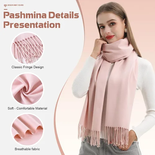 Vista 5 de Genovega Bufanda pashmina de invierno para mujer, chal para vestidos de noche, niñas, damas de vacaciones