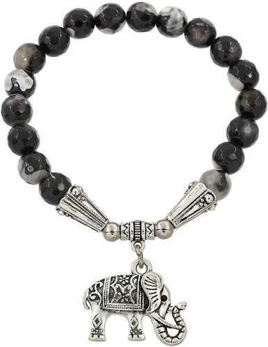 Vista 24 de Falari brazalete de piedras naturales de amuleto de elefante