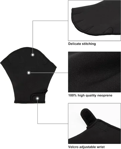 Vista 6 de FitsT4 Sports Guantes de natación con aletas Guantes de natación palmeados Fitness Aeróbico acuático