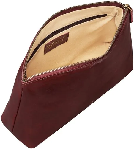 Vista 2 de Maxwell Scott Bolsa de maquillaje grande de cuero de lujo para mujer The Chia Large Hecho a mano en Italia, Vino