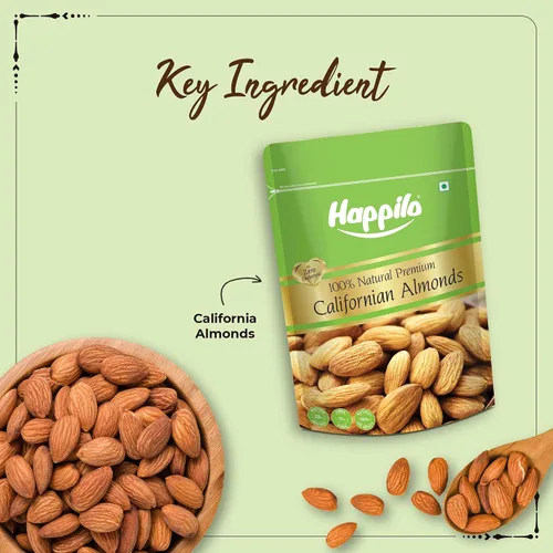 Vista 5 de Happilo Almendras de California 100% naturales premium bolsa de 2.2 lbs Badam Giri Premium Alto en fibra y aumenta la inmunidad Nueces reales