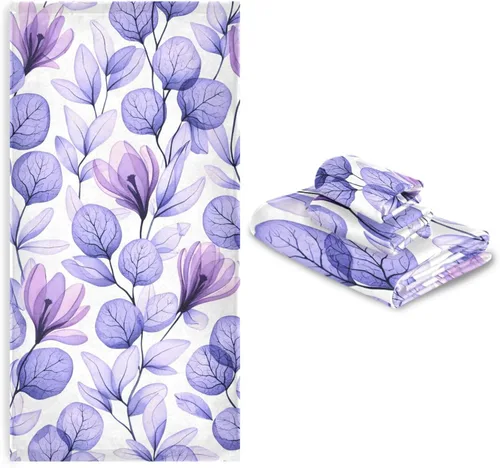 Vista 7 de ALAZA Hermoso juego de 3 toallas de baño decorativas de lujo, 1 toalla de baño, 1 toalla de mano, 1 toallita para la cara, suave, multiusos