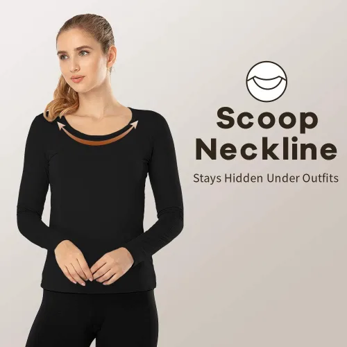 Vista 82 de MANCYFIT Tops térmicos para mujer, camisa con forro polar, manga larga, capa base, cuello en V