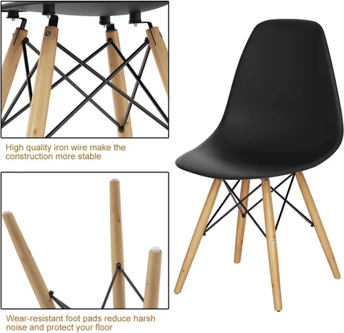 Vista 6 de GOFLAME DSW - Sillas de comedor, sillas de plástico con patas de madera, sillas sin brazos de estilo moderno para sala de estar, cocina, dormitorio