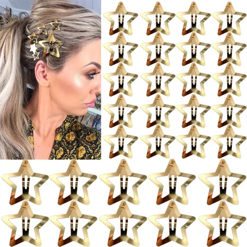 Vista 13 de 30 piezas de pinzas para el cabello con forma de estrella, 20 piezas de pinzas de 1.22" y 10 piezas de pinzas de 1.65", accesorios para el cabello