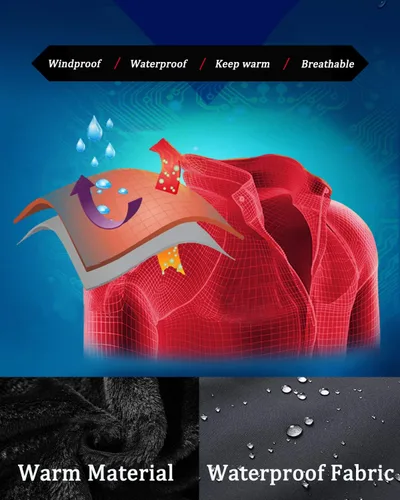 Vista 5 de Men's Ski Jacket Waterproof Warm Winter Mountain Windbreaker Hooded Raincoat Snow Jackets