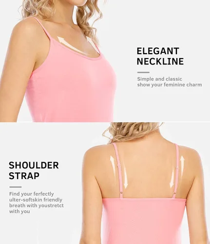 Vista 2 de Air Curvey 4 Piece Camisoles for Women Basic Camis Undershirt Adjustable Spaghetti Strap Tank Top