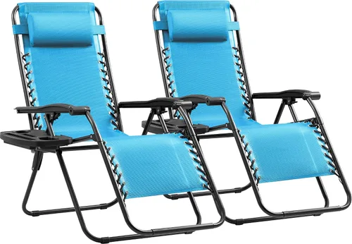 Vista 16 de Devoko Patio Zero Gravity Chair - Silla plegable para exteriores, sillas reclinables ajustables para uso junto a la piscina, silla lounge de jardín