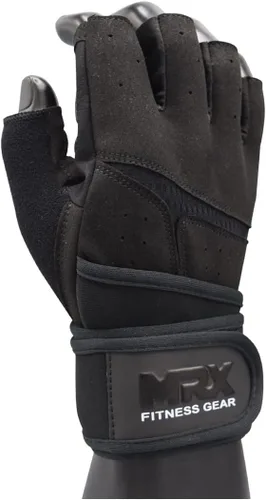 Vista 4 de MRX - Guantes de levantamiento de pesas para hombres, guantes de entrenamiento para hombre, guantes de levantamiento de muñeca, guantes de gimnasio