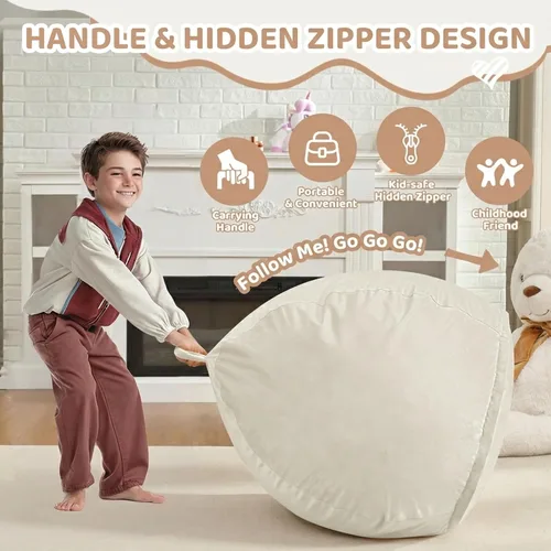 Vista 4 de Silla de Puf de 2 pies, Sillas de Puf Cómodas con Relleno de Espuma Viscoelástica, Sofá de Puf Esponjoso con Cubierta de Terciopelo Holandés, Sillas
