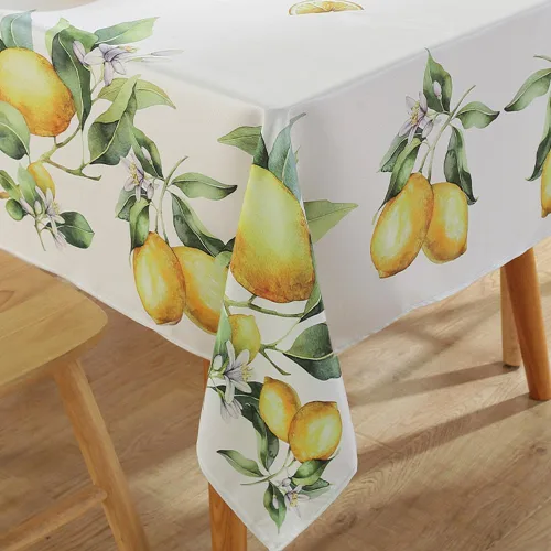 Vista 3 de MATIRUG Mantel de limón para mesa rectangular de 60 x 102 pulgadas, mantel de frutas de verano, a prueba de derrames, sin arrugas, tela floral