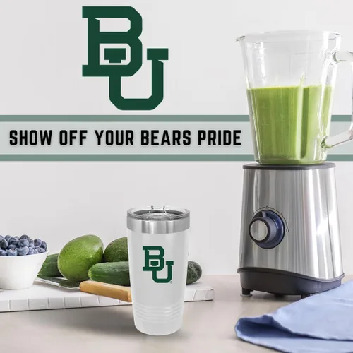 Vista 4 de Game Day Outfitters Baylor University - Vaso de viaje blanco de 20 onzas, vaso de acero inoxidable de doble pared con tapa acrílica, vasos Baylor