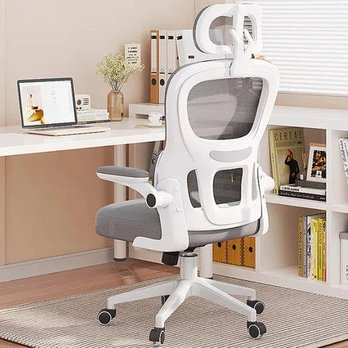 Vista 2 de Ergonomic Swivel Gaming Chair High Back Mesh Computer Desk Office Chair with Flip-Up Armrests and Elastic Lumbar Support, Space-Saving Design for