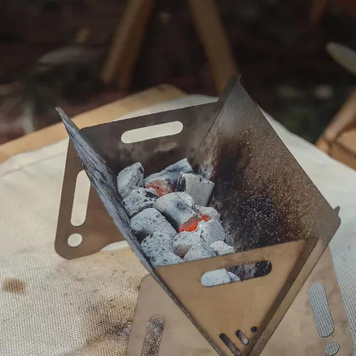 Vista 5 de Wood Burning Folding with Stand Portable Stainless Steel Backpacking Stove for Hiking