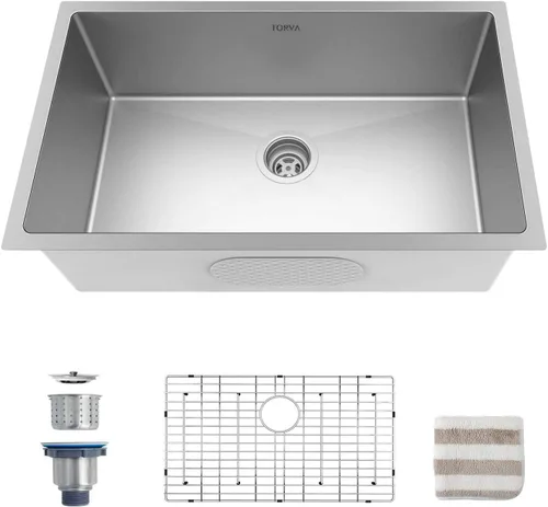 Vista 14 de TORVA Fregadero de Montaje Bajo para Cocina de 13 x 15 Pulgadas, Fregadero de Barra de Acero Inoxidable 304 Premium - Cuenca Profunda de 8 Pulgadas