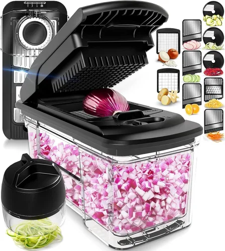 Vista 10 de Cortador de mandolina Fullstar para cocina - Picador de verduras, picador de cebolla y patata, picador de alimentos, verduras, frutas