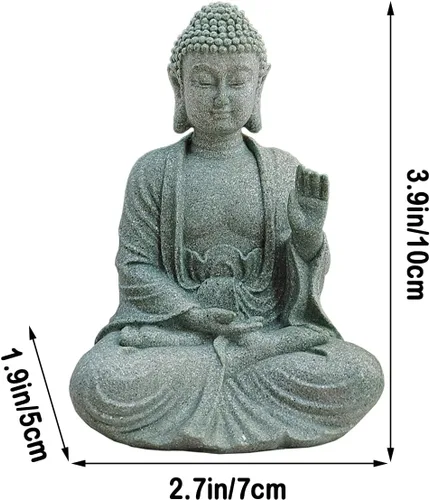 Vista 3 de livelyfish Figuras de Buda de piedra asiática para acuario, jardín zen, estatua de pecera, decoración de esculturas de jardín zen, decoración