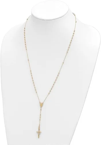 Vista 4 de Diamond2Deal Diamond 2Deal - Collar de rosario con cuentas facetadas pulidas en oro amarillo de 14 quilates, Metal