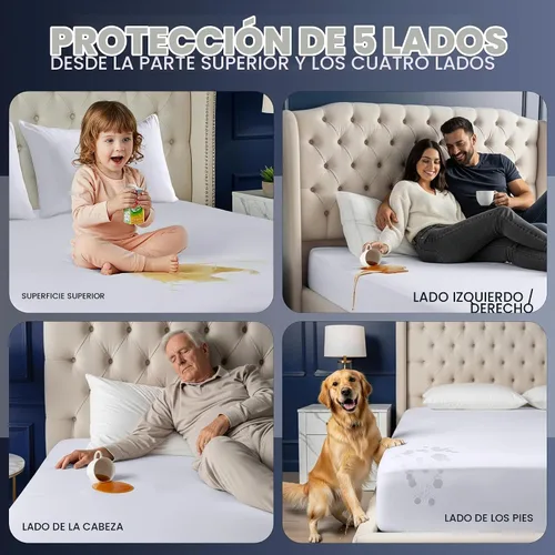 Vista 5 de Utopia Bedding – Protector de colchón impermeable de 5 lados tamaño individual, funda de colchón transpirable premium, estilo ajustado con bolsillos