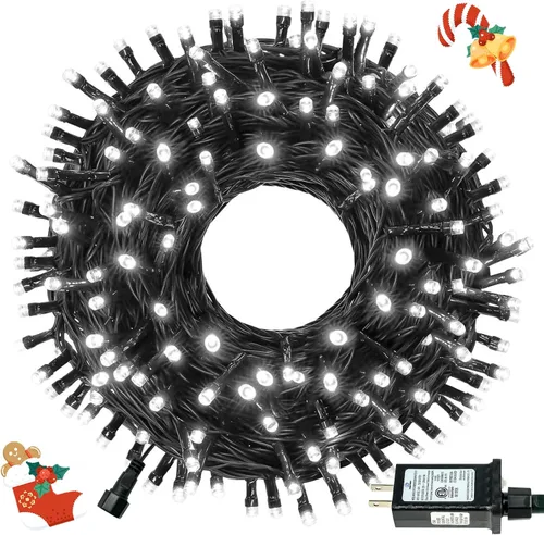 Vista 10 de Luces de cadena navideñas conectables de 240 LED de 88 pies, 13 modos, para interiores y exteriores, cable verde extensible, luces de árbol