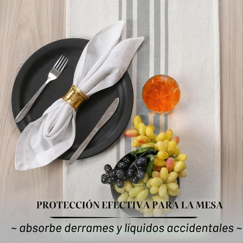 Vista 6 de Native Fab Camino de mesa a rayas grises – Mantel bohemio de 72 pulgadas de largo con borlas – 100% algodón, tejido apretado, mantel antideslizante
