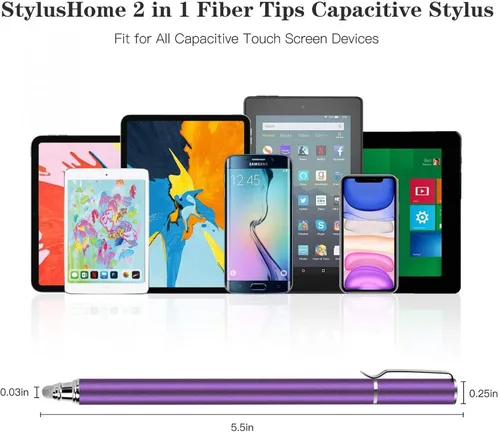 Vista 3 de Lápiz capacitivo morado con punta de fibra de aluminio ligero compatible con Motorola Moto G Power (2022) - Moto G Pure - Moto G Stylus - Moto G