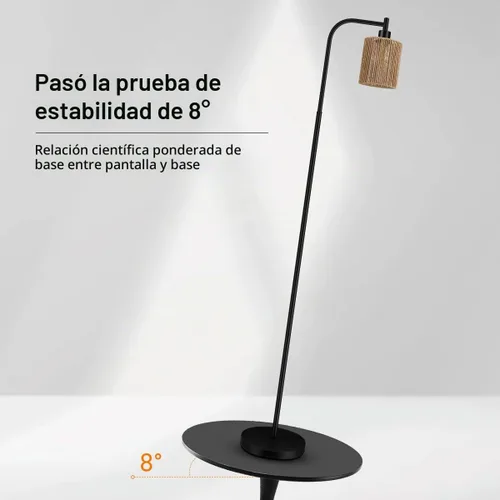 Vista 6 de BoostArea Lámpara de pie industrial, lámpara de pie con pantalla, bombilla LED de 6 W incluida, lámpara de pie moderna con interruptor de pie Negro