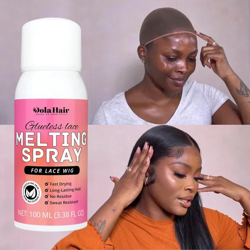 Vista 4 de Dolahair Kit de pegamento de encaje - Juego completo con mousse de tinte de encaje, instalación de peluca y spray de fusión (marrón oscuro)