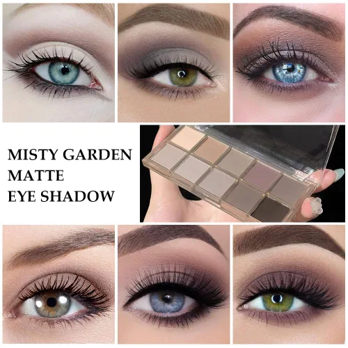 Vista 2 de CAKAILA Paleta de sombra de ojos mate de 10 colores, color gris y gris topo, paleta de sombra de ojos neutra, paleta de maquillaje de larga
