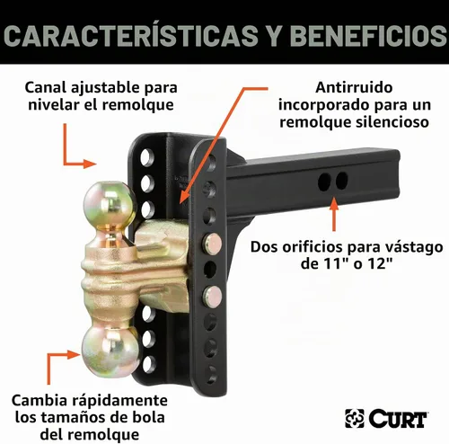 Vista 3 de Juego de montaje esférico doble y traba Curt, Soporte tipo bola