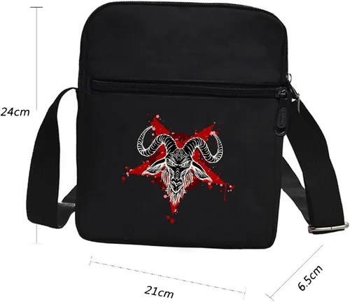 Vista 4 de Bolso cruzado gótico mini bolso de mensajero gótico con correas ajustables