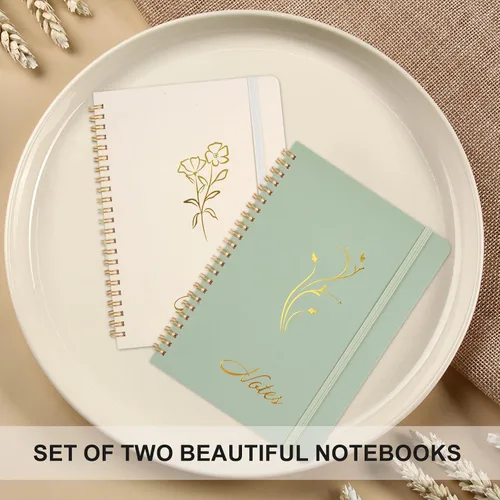 Vista 8 de Joyberg Cuaderno estético en espiral, 2 cuadernos bonitos, cuadernos de 8.3 x 6 pulgadas para mujeres, cuaderno en espiral A5 para oficina, escuela