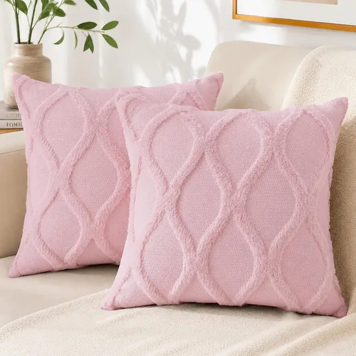Vista 35 de decorUhome - Juego de 2 fundas de cojín decorativas para primavera de 16 x 16 pulgadas, fundas de almohada afelpadas de lana y piel sintética suave