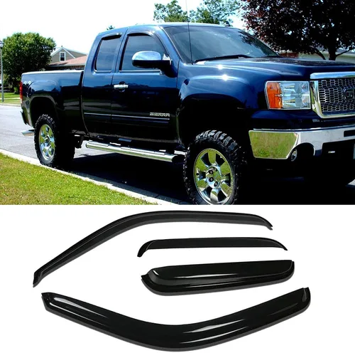 Vista 26 de Viseras laterales cromadas para ventana, deflector de ventilación de viento para Chevry Colorado/GMC Canyon Crew Cab 2004-2012, 4 piezas de montaje