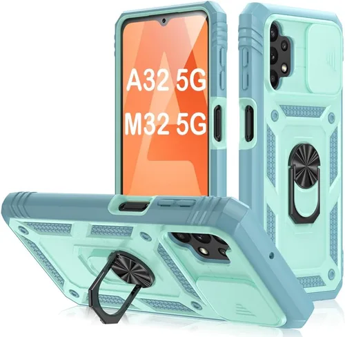 Vista 214 de PASNEW Funda militar para iPhone 13 Pro Max, cubierta de cámara deslizante y soporte de anillo de metal de 360°, carcasa rígida multicapa resistente