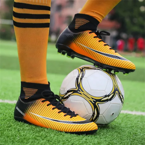 Vista 5 de MDPCX Zapatos de fútbol unisex competitivos para hombres y mujeres, botas de fútbol para interiores y exteriores, atléticos, para césped,
