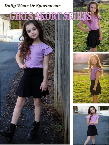 Vista 5 de Arshiner Faldas de tenis para niña con pantalones cortos, falda plisada atlética, falda pantalón de entrenamiento con bolsillos para niños de 4 a 13