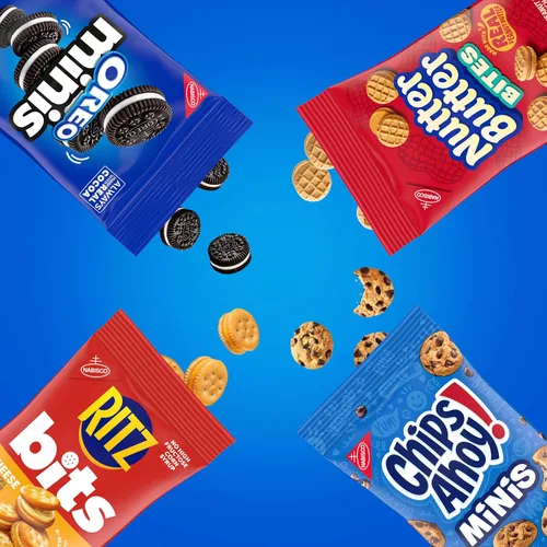 Vista 4 de Mini galletas OREO, mini galletas CHIPS AHOY!, Nutter Butter Bites y RITZ Bits galletas de queso, paquete surtido, 15 bolsas grandes