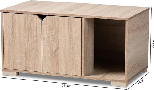 Vista 9 de Baxton Studio Jasper 157-9543-HiT - Funda para caja de arena para gatos, roble