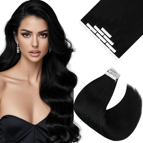 Vista 34 de Ve Sunny Extensiones de cabello humano real con cinta, cabello humano Remy, lacio, doble cara, color marrón oscuro, balayage, rubio dorado oscuro