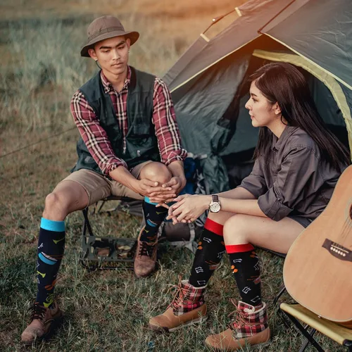 Vista 6 de 8 pares de calcetines altos de música para hombre, calcetines deportivos para voleibol, sóftbol, deportes, deportes, regalo para amantes de la música