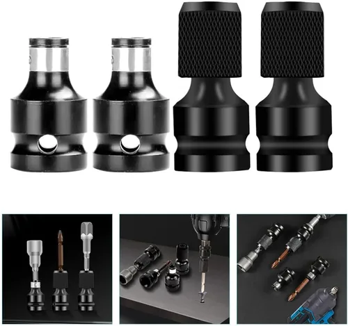 Vista 9 de Housoutil 4 adaptadores de enchufe de taladro adaptadores de llave de impacto, accesorios y accesorios de taladro de 1/2 pulgada cuadrada a enchufe