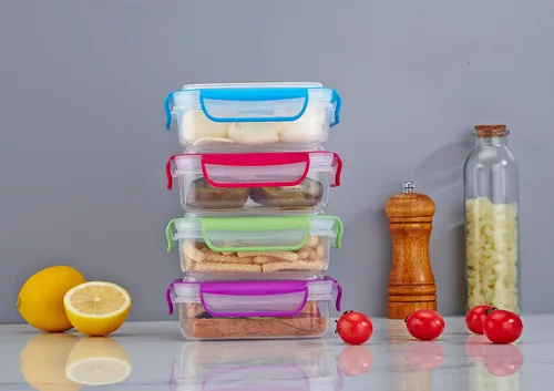 Vista 4 de Snap Fresh - Paquete de 4 recipientes de sándwich a prueba de fugas de tamaño divertido - Cajas de sándwich reutilizables, sin BPA. Sellado