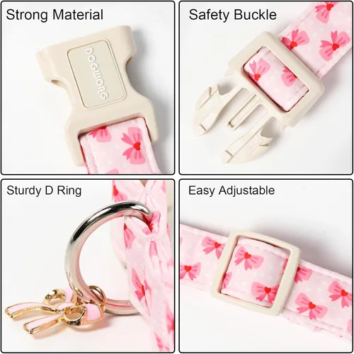 Vista 35 de DOGWONG Collar para perro de San Valentín, collar ajustable de algodón con corazón de caramelo azul, perfecto para perros pequeños a medianos