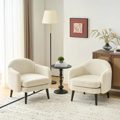 Vista 13 de VINGLI Sillón de Acento Moderno Tipo Barril de 30.3" de Ancho con Reposabrazos Track, Patas de Madera Sólida, Cómoda Silla Club Tapizada, Sofá
