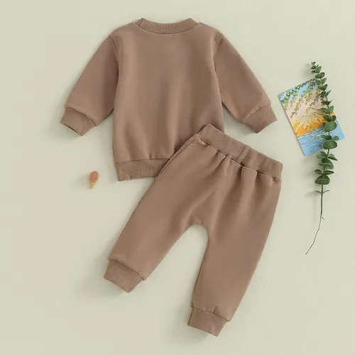 Vista 3 de Toddler Baby Girl Fall Winter Outfit Mamas Little Bestie Long Sleeve Sweatshirt Top Jogger Pants 2Pcs Clothes Set