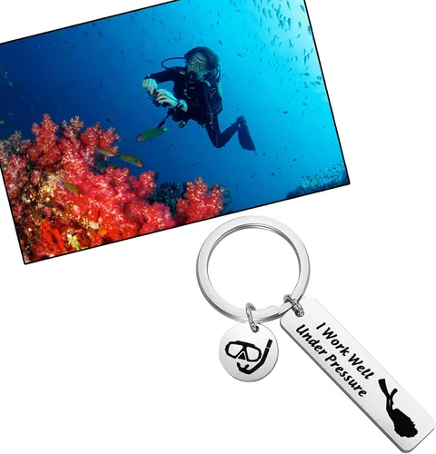 Vista 7 de CHOORO Buceo Regalo Buceo Regalo I Work Bien Bajo Presión Llavero Deportes Extremos Joyería Gran Regalo para Buceadores