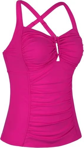 Vista 2 de Firpearl Tankini para mujer, traje de baño con espalda cruzada, fruncido con control de abdomen